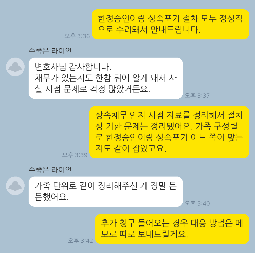 피상속인 채무 상속으로 인한 위험을 한정승인·상속포기로 차단한 의뢰인